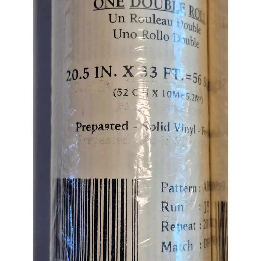 2 Double Rolls York Prepasted Wallpaper Tan/Beige Stripes w/Crackling  56ft Per
